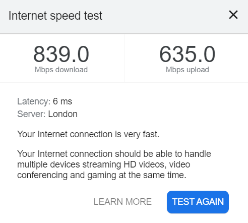 internet speed test google